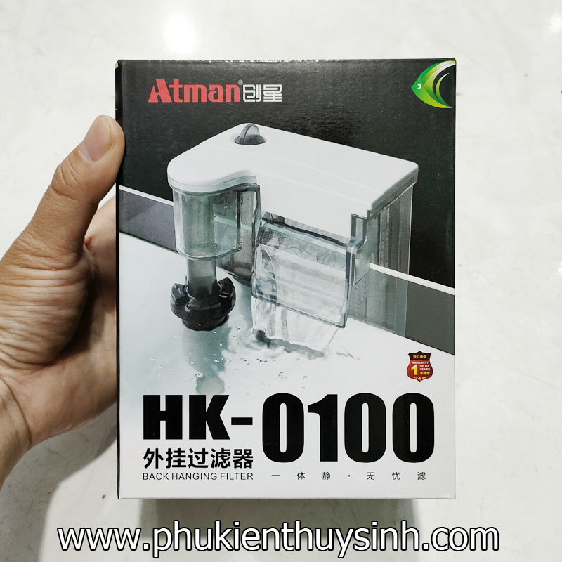 Lọc thác ATMAN HK-100 công suất 1.5W lưu lượng 144L/H dùng cho hồ 20-30cm